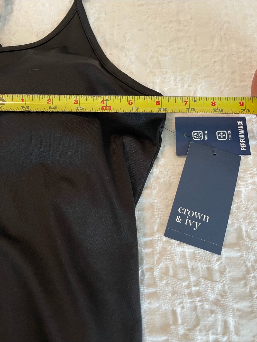 crown & ivy active ruffle Black Tank Dress with built in bra shorts tennis - Picture 7 of 7